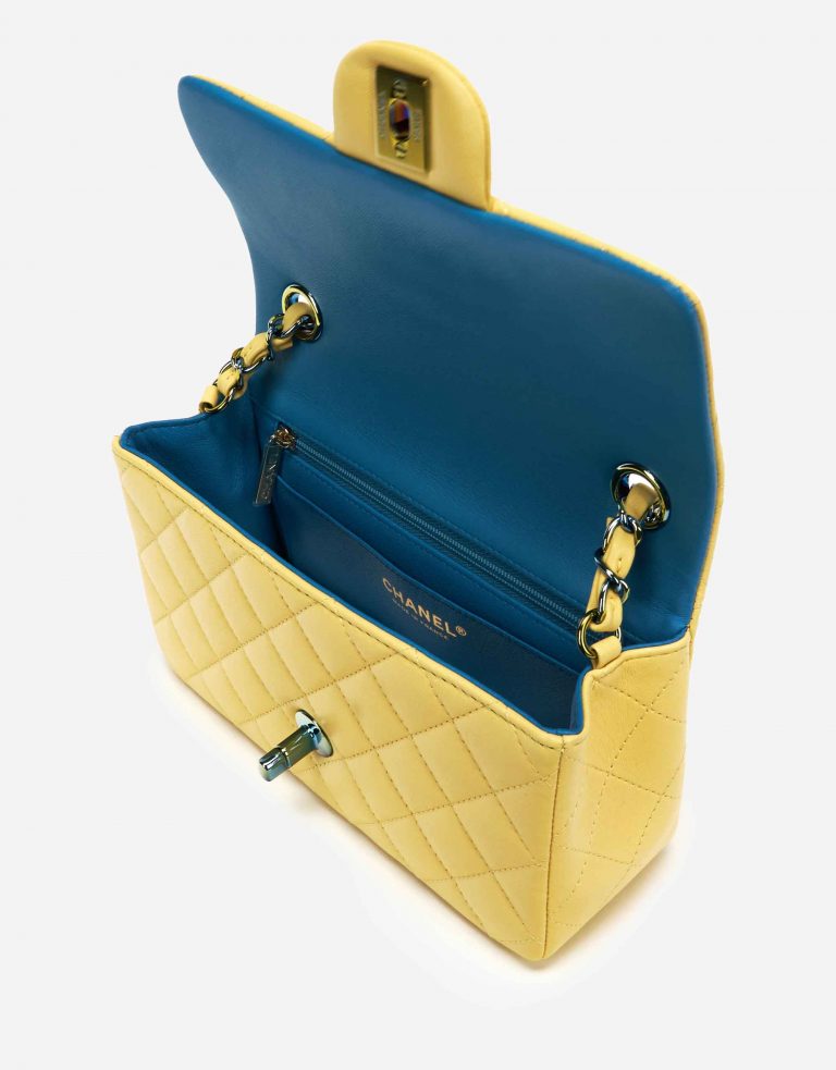 Chanel Rainbow Timeless Mini Rectangular Lamb Yellow / Petrol