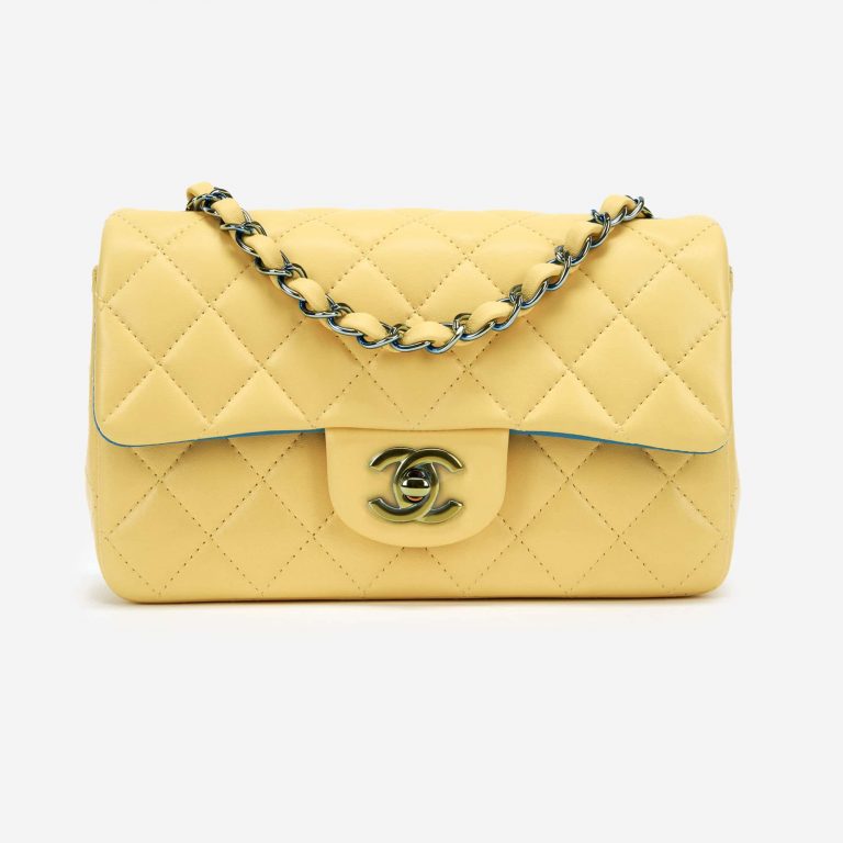 Chanel Rainbow Timeless Mini Rectangular Lamb Yellow / Petrol