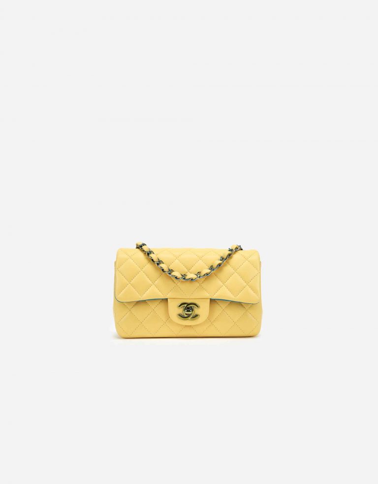 Chanel Rainbow Timeless Mini Rectangular Lamb Yellow / Petrol