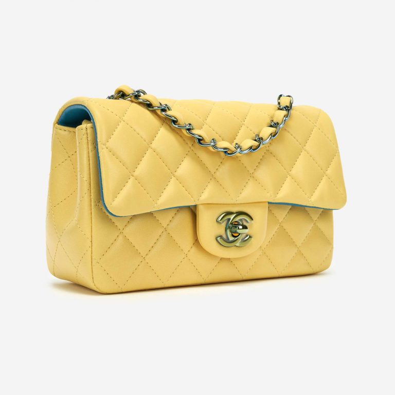 Chanel Rainbow Timeless Mini Rectangular Lamb Yellow / Petrol