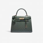 Hermès Kelly 28 HSS Ostrich Vert Titien/ Bleu Indigo