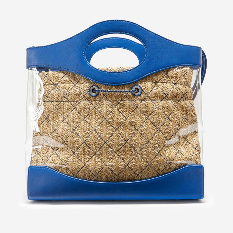 Pre-owned Chanel bag Shopper PVC / Straw Blue / Transparent Blue, Transparent | Sell your designer bag on Saclab.com