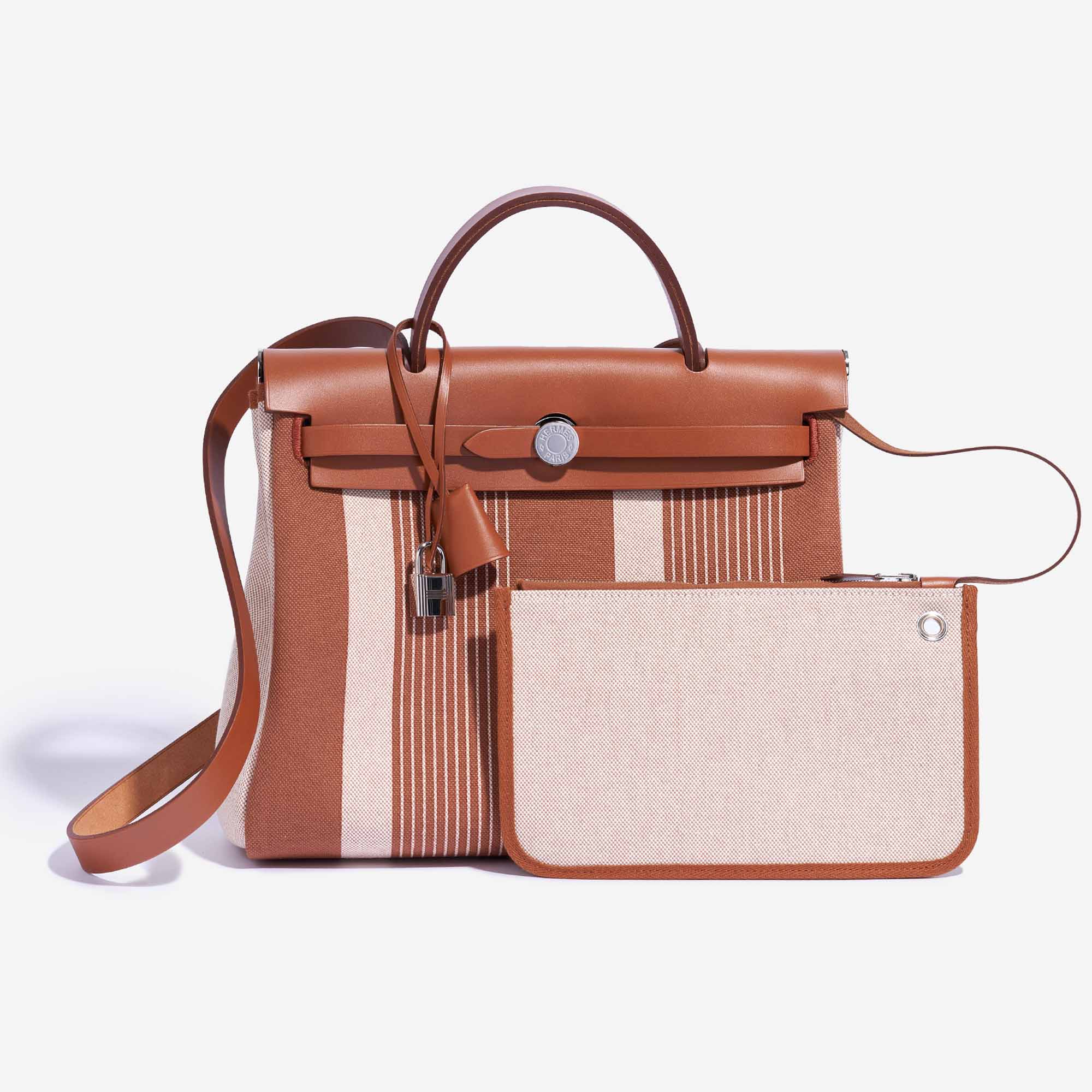 Hermès Herbag 31 In Chai Toile And Fauve Vache Hunter With