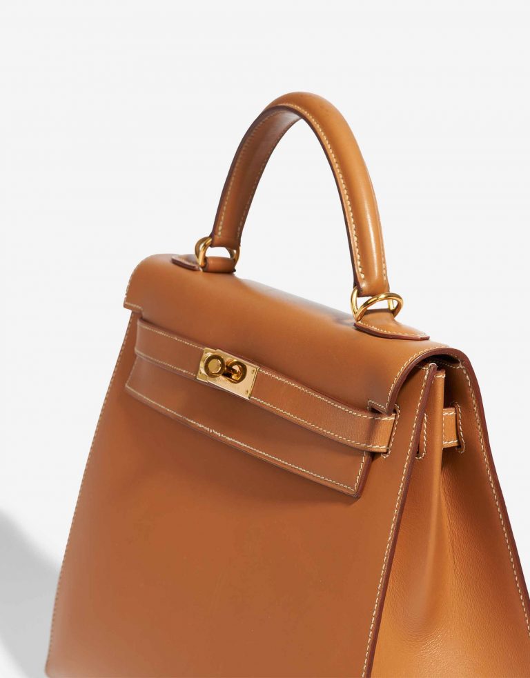 Pre-owned Hermès bag Kelly 32 Veau Chamonix Natural Beige, Brown | Sell your designer bag on Saclab.com