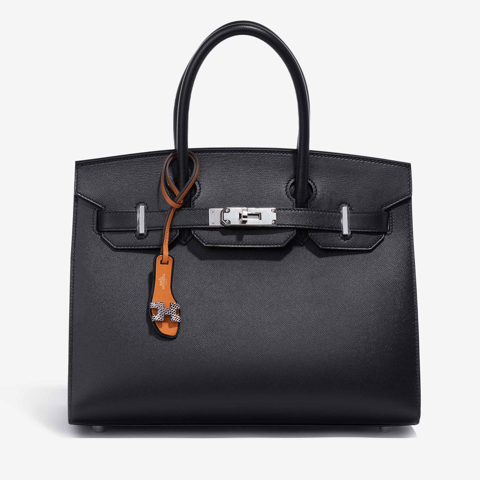 Hermès Oran Nano Salvator Lézard Ombre / Black / Natural Sable