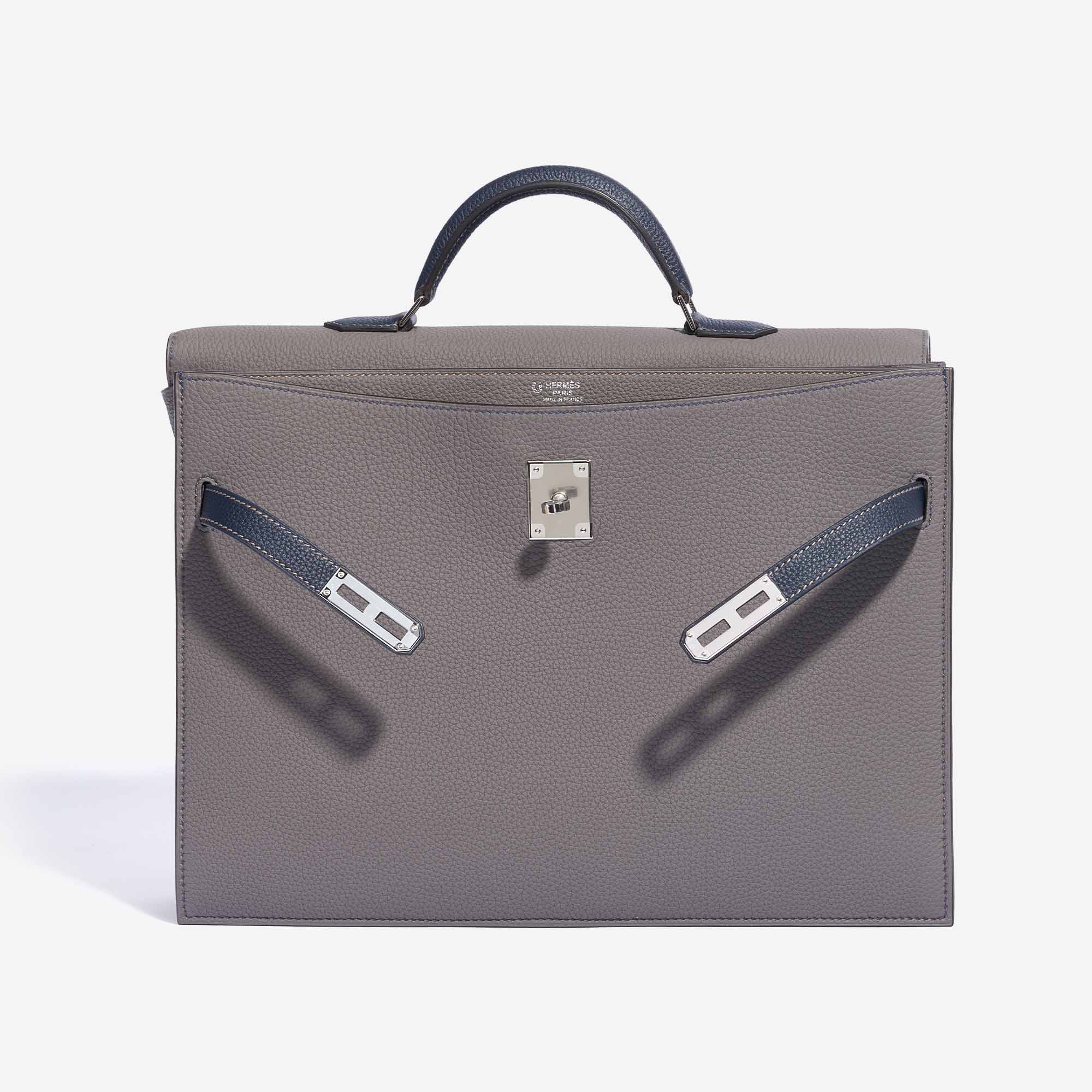 Hermes Kelly Depeche 38 Briefcase Brown Clemence Handstitched Silver hw 