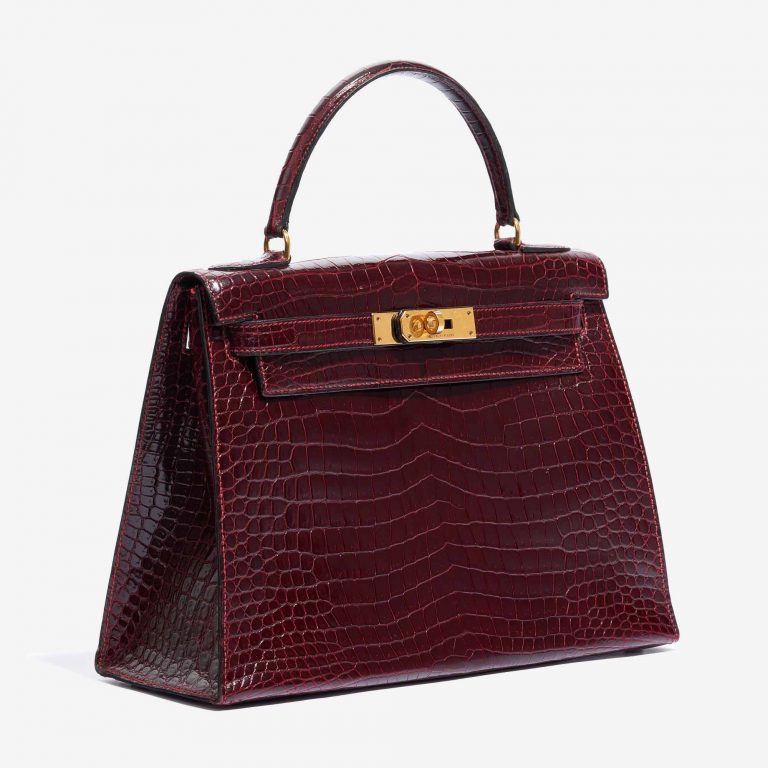 Hermès Kelly 28 Porosus Crocodile Bordeaux