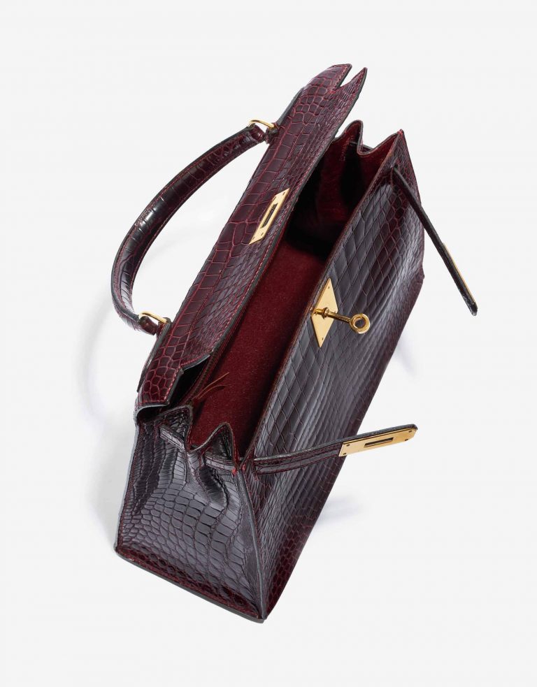 Hermès Kelly 28 Porosus Crocodile Bordeaux