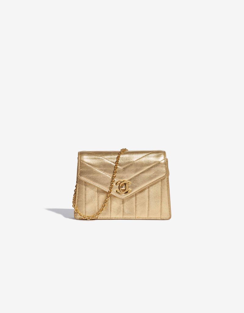 Chanel Vintage-Clutch Lammleder Gold 