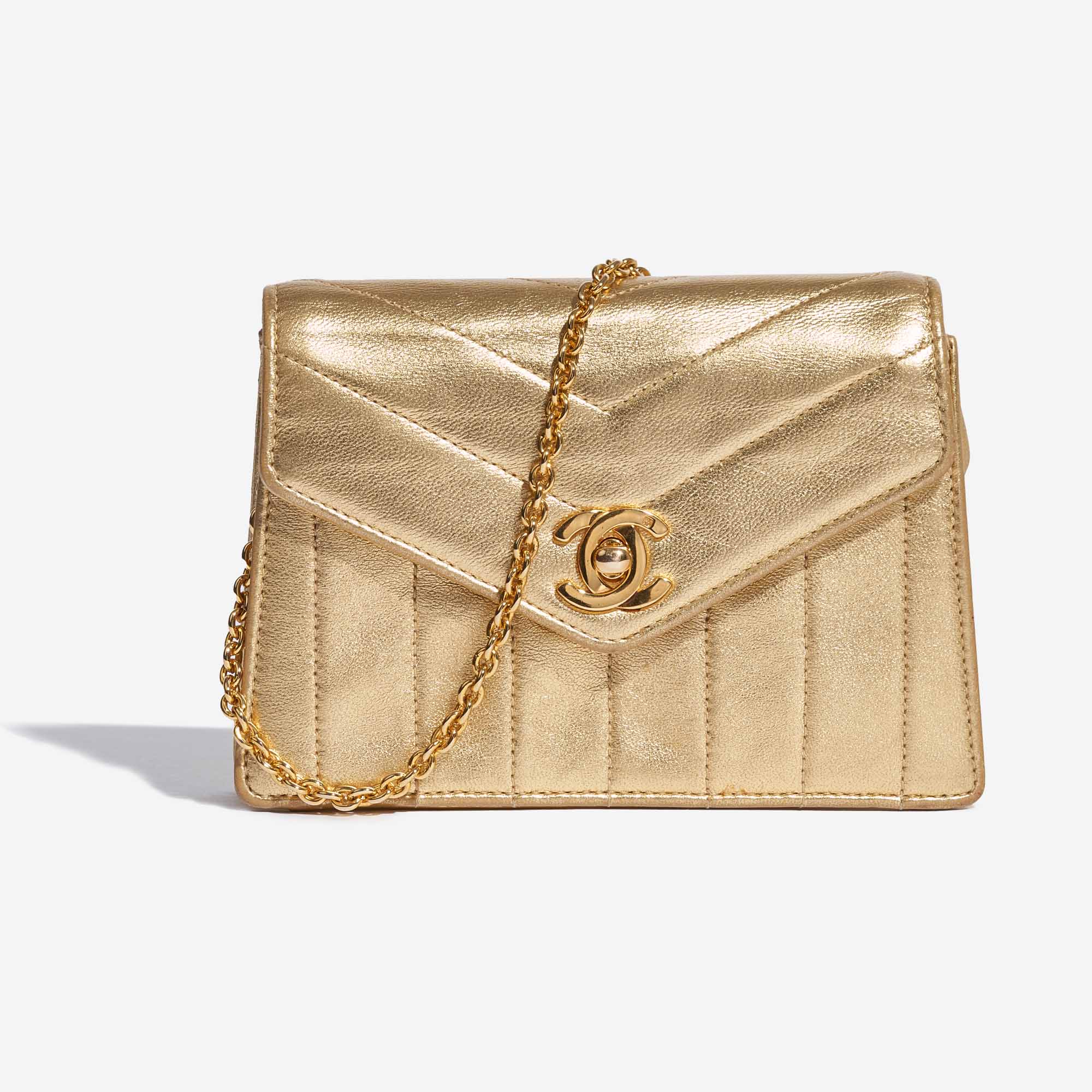 Chanel Vintage-Clutch Lammleder Gold 