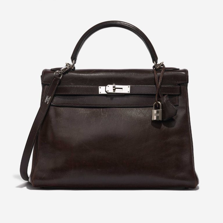 Pre-owned Hermès bag Kelly 32 Box Cacao Brown | Sell your designer bag on Saclab.com