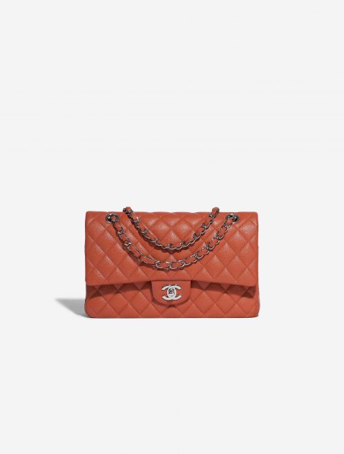 Chanel Classique Taille Moyenne Veau Grainé Corail Rouge