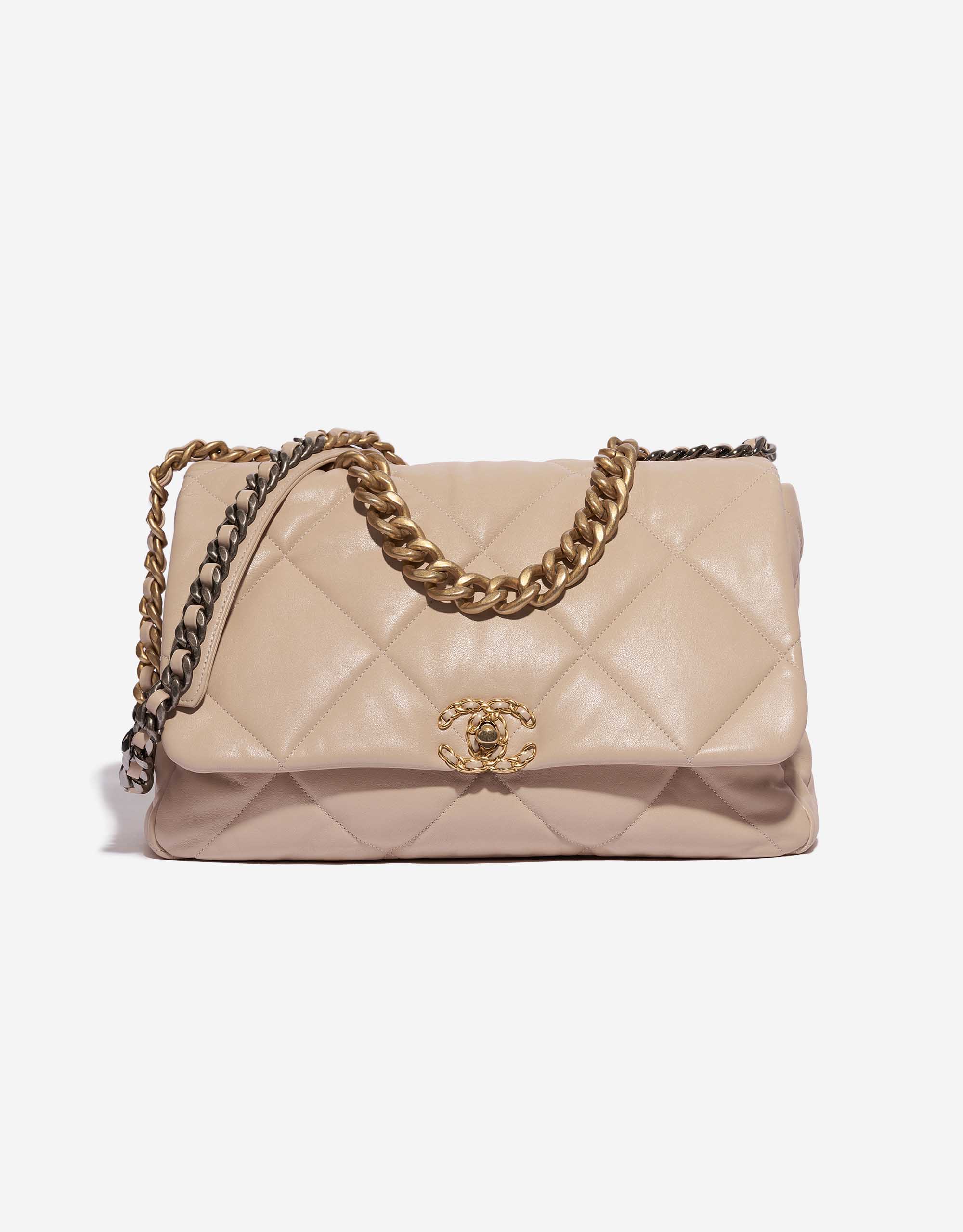 Chanel Beige Leather Bag  Bags, Black handbags, Chanel bag