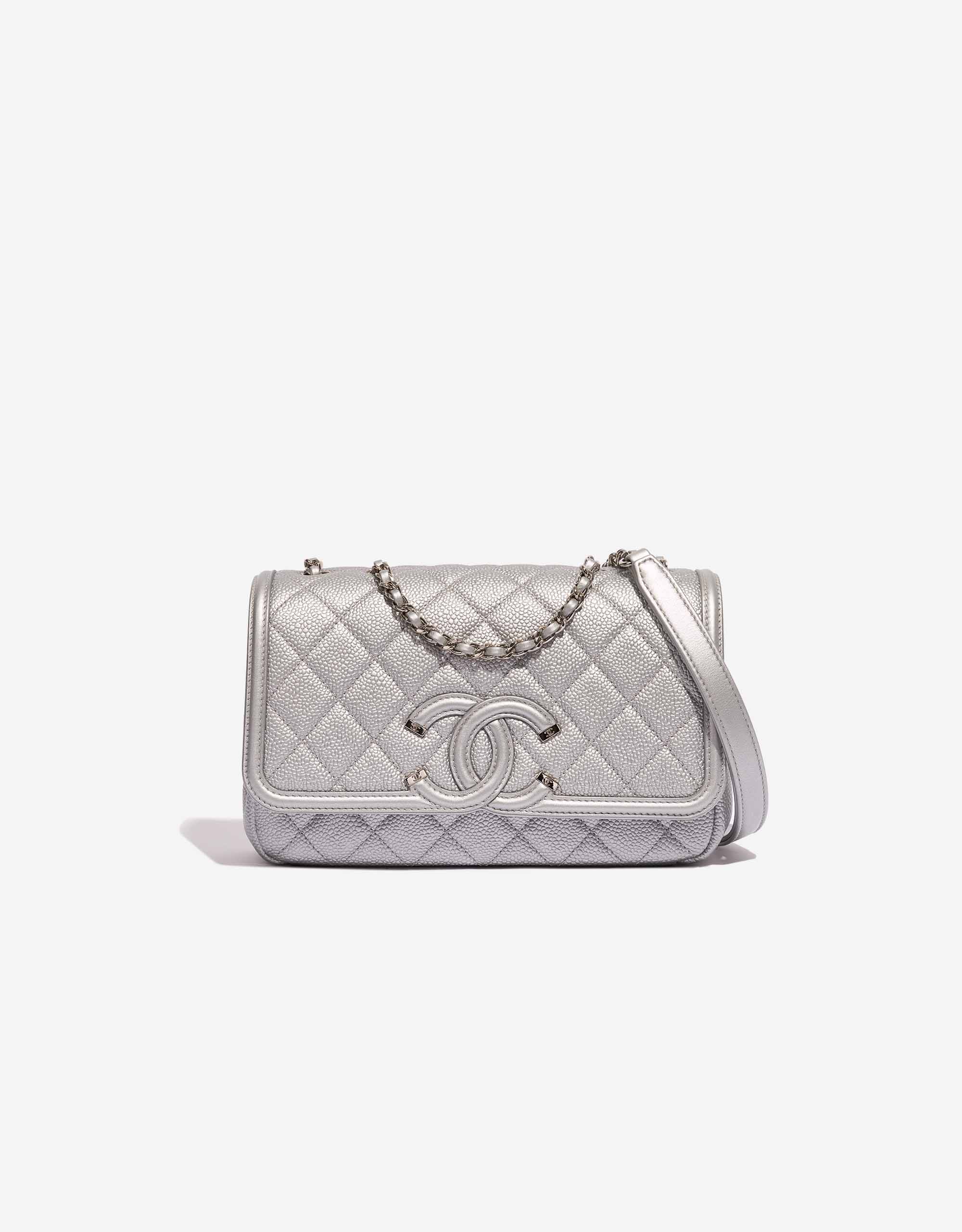 Chanel Filigree Caviar Silver CC Small Flap Bag