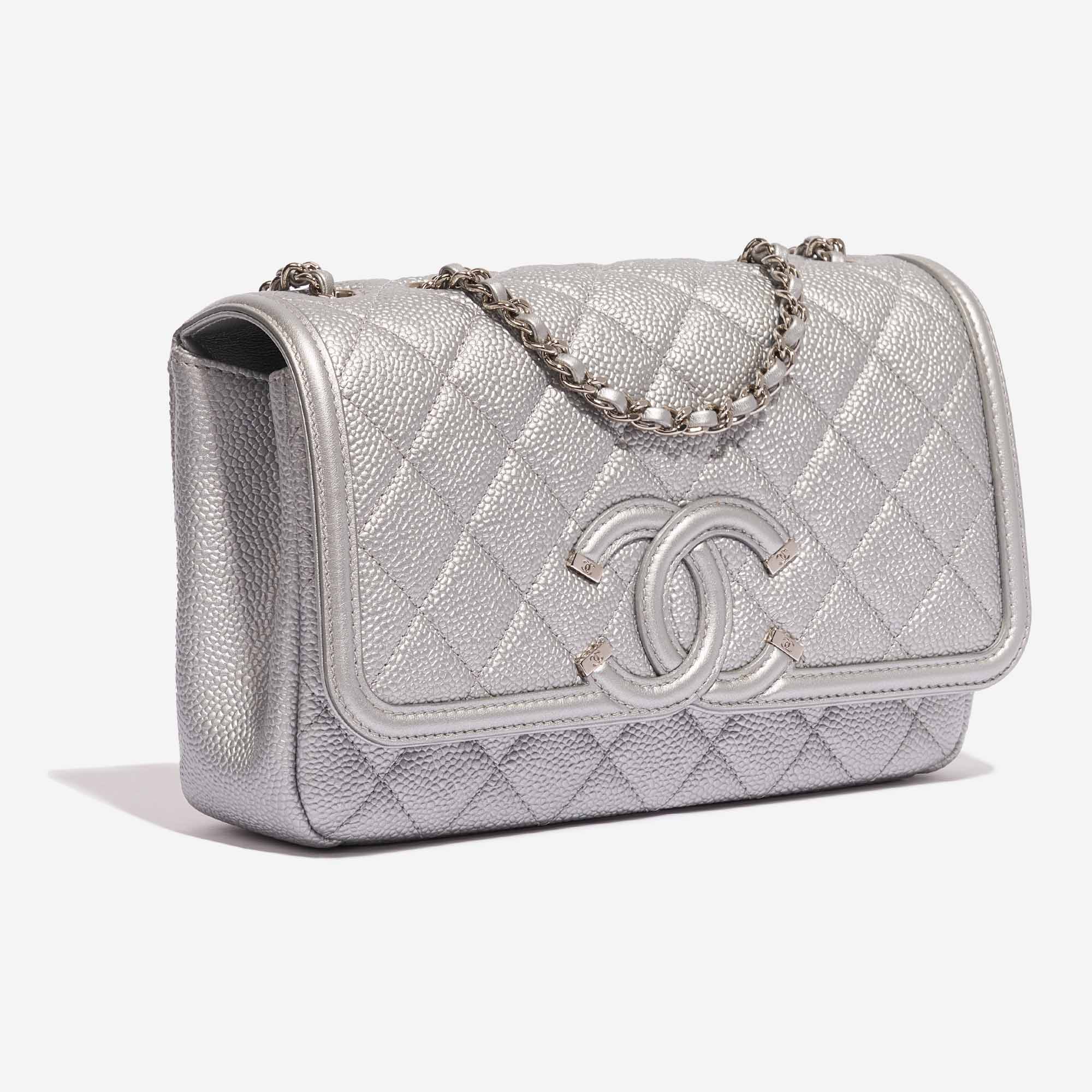 Chanel Filigree Caviar Silver CC Small Flap Bag