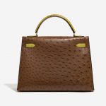 Hermès Kelly 32 Ostrich Marron / Vert Anis Brown, Green Back | Sell your designer bag on Saclab.com