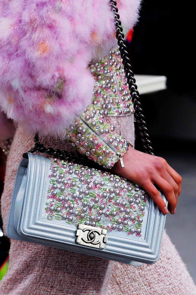 pearl covered chanel bag