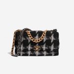 Chanel 19 große Tasche Tweed Schwarz / Weiß 