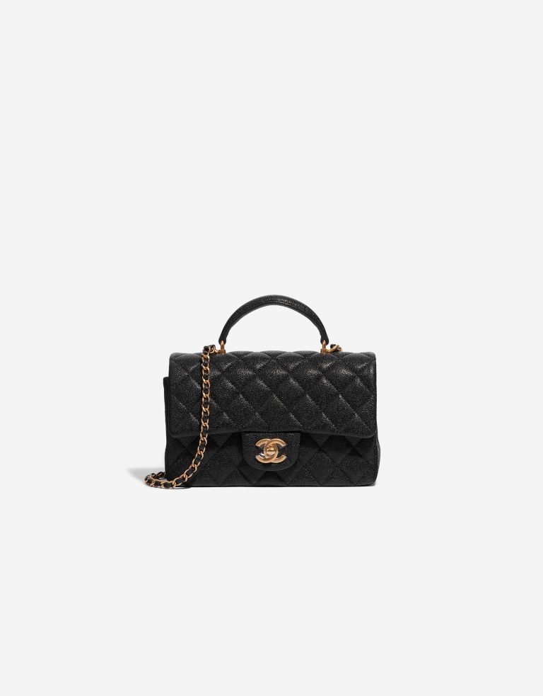 Chanel Classique Avec Poignée Mini Rectangulaire Veau Grainé Noir