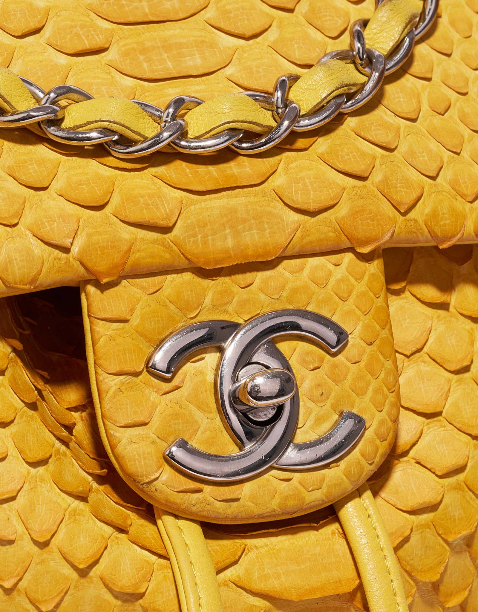Chanel Backpack Python Yellow SACLÀB