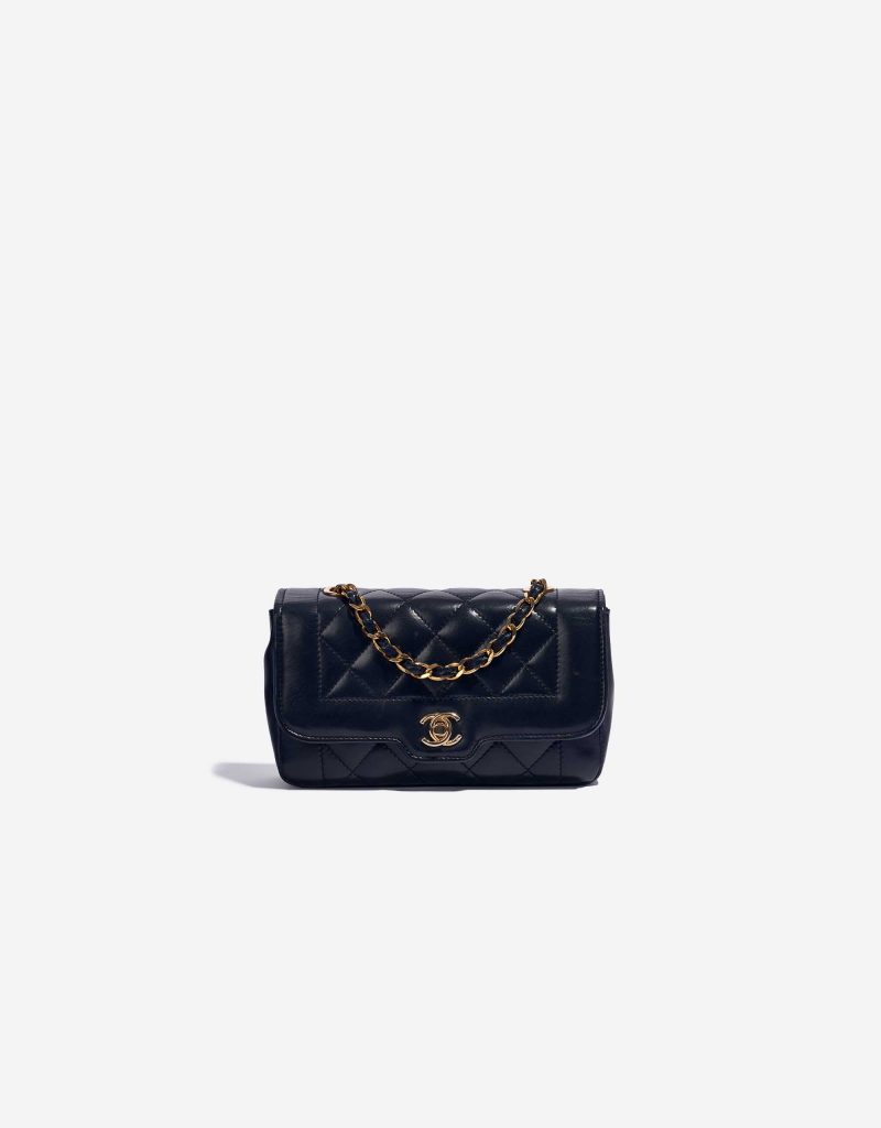 Chanel Diana kleine Tasche Lammleder Dunkelblau