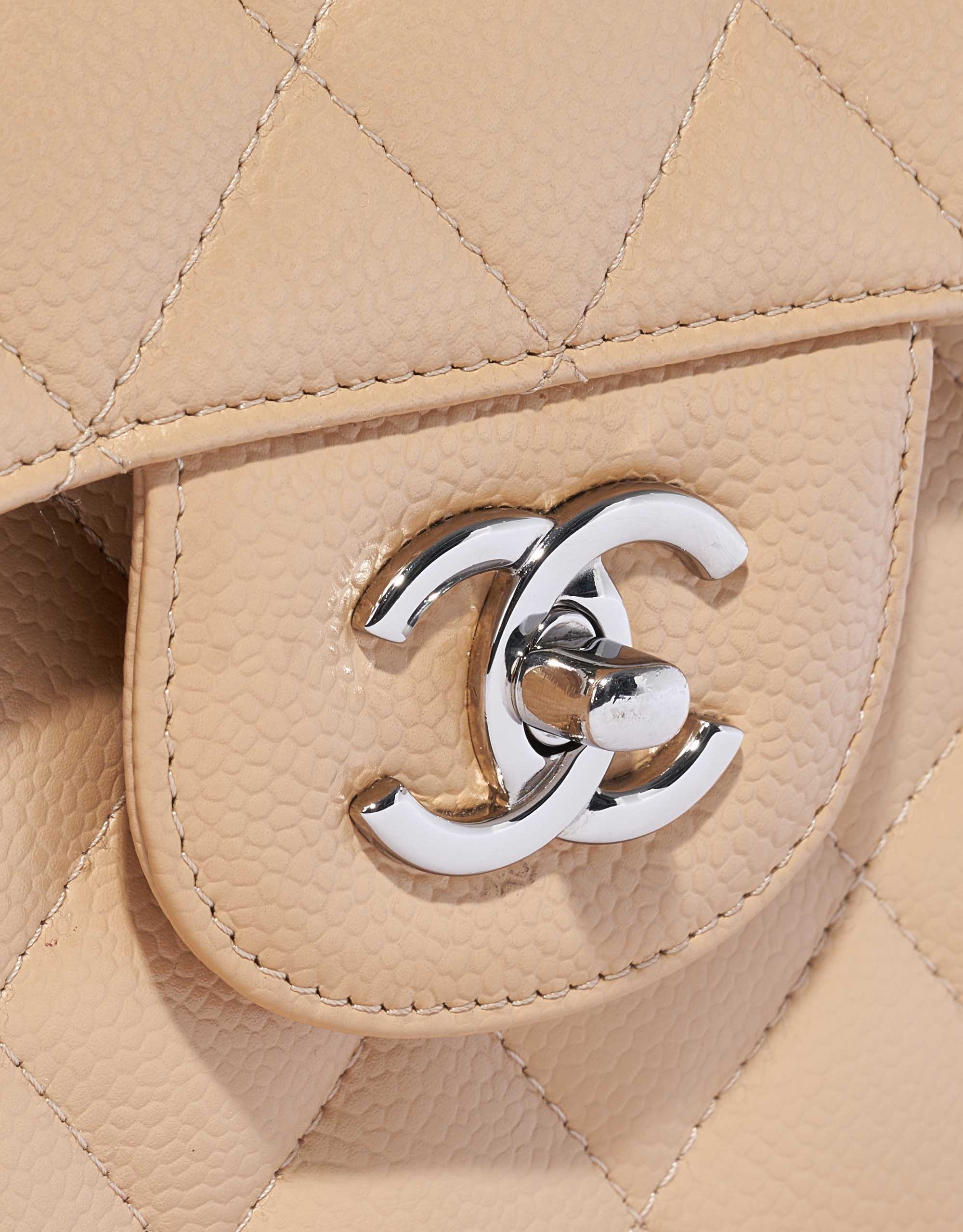 Chanel Timeless Medium flap bag beige grained calfskin