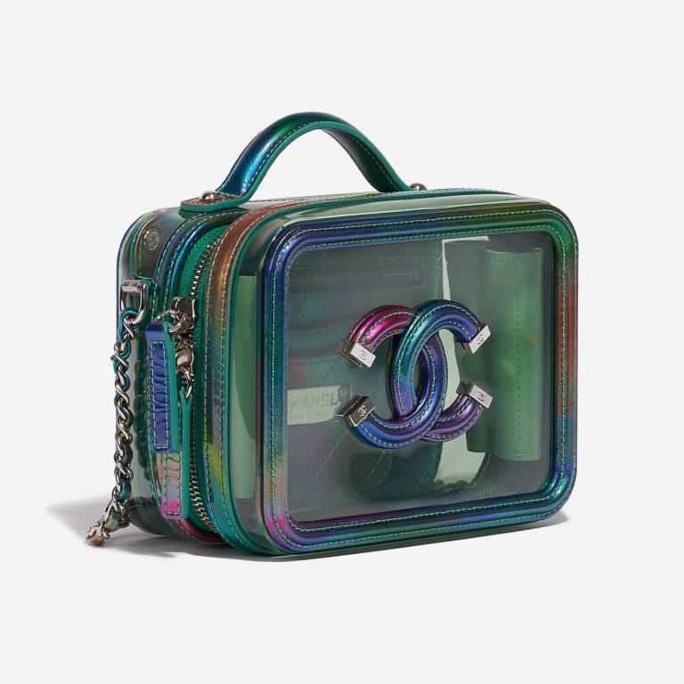 Chanel Vanity Case kleine Tasche Rainbow Lackleder Grün / Transparent