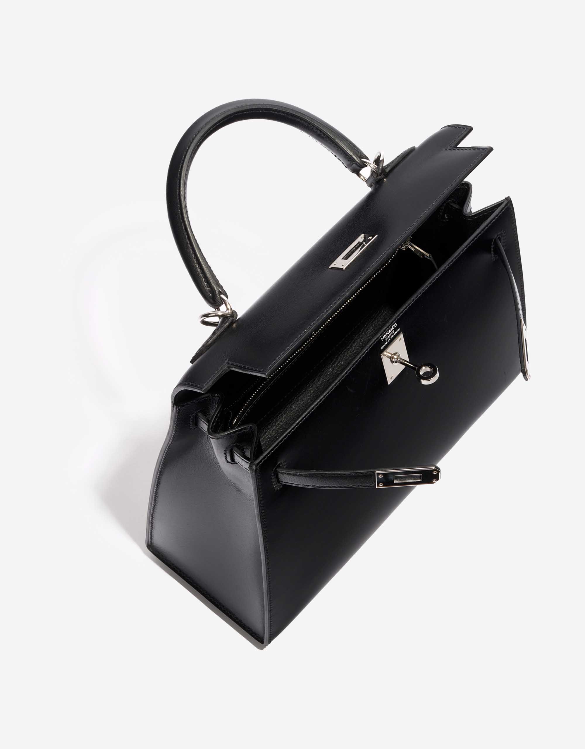 Hermes Kelly bag 25 Sellier Black Box calf leather Silver hardware