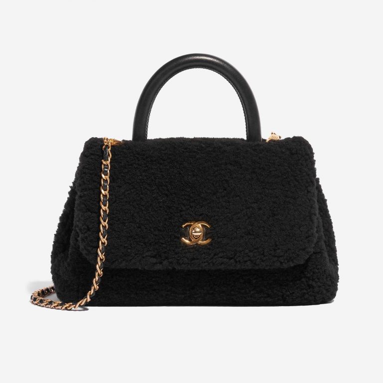 Chanel Handle Medium Shearling Black