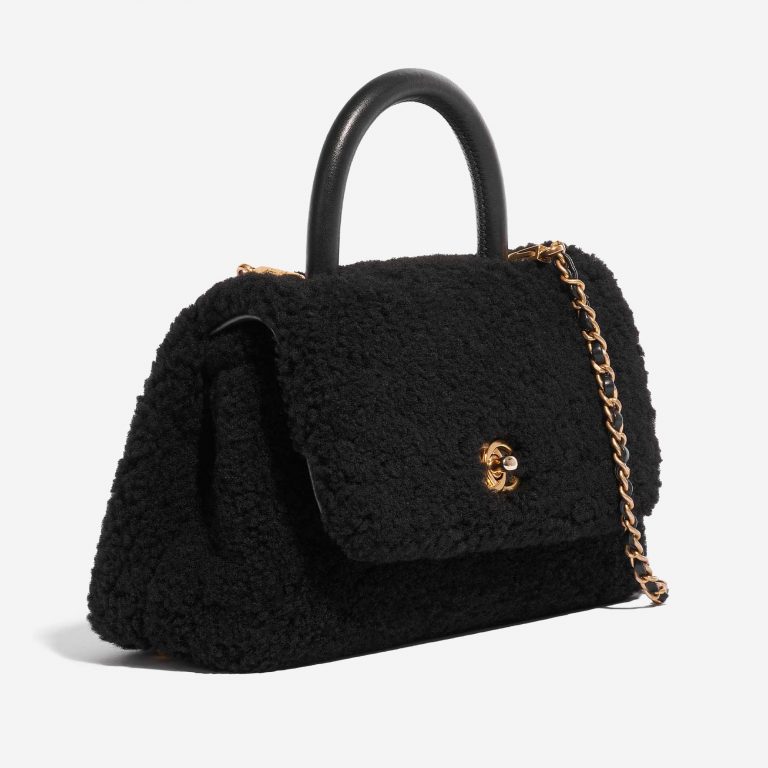 Chanel Handle Medium Shearling Black