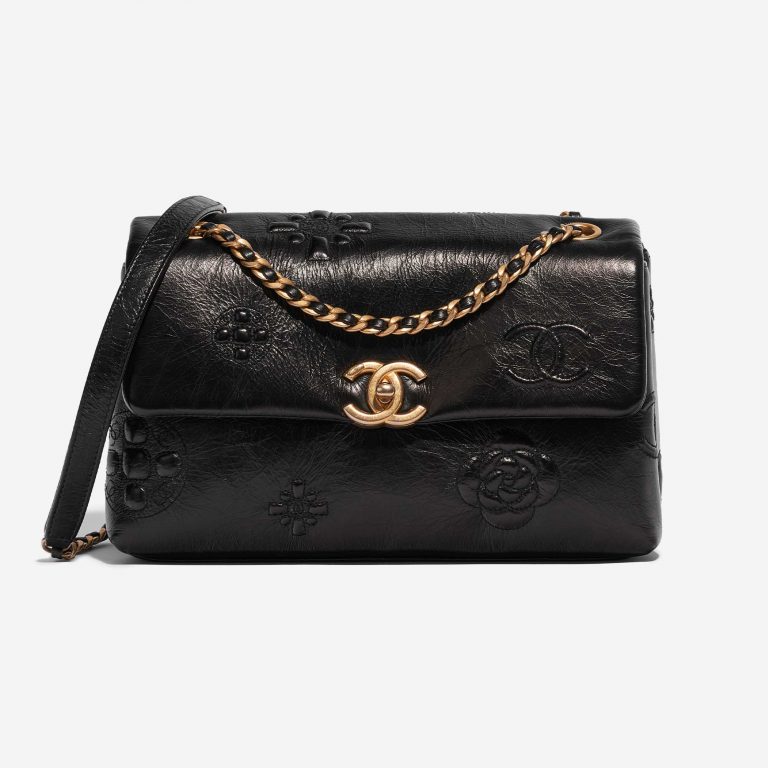 Chanel Timeless Medium Calf / Flower Ornament Black