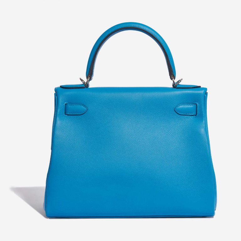 Pre-owned Hermès bag Kelly 28 Evercolor Blue Frida Blue | Sell your designer bag on Saclab.com