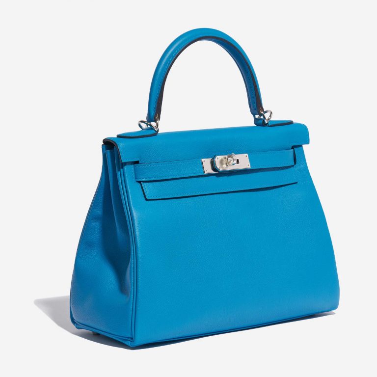 Pre-owned Hermès bag Kelly 28 Evercolor Blue Frida Blue | Sell your designer bag on Saclab.com