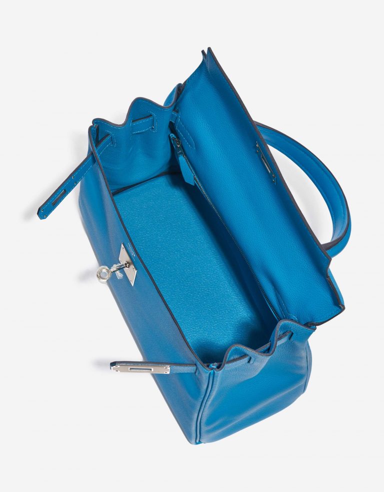 Pre-owned Hermès bag Kelly 28 Evercolor Blue Frida Blue | Sell your designer bag on Saclab.com