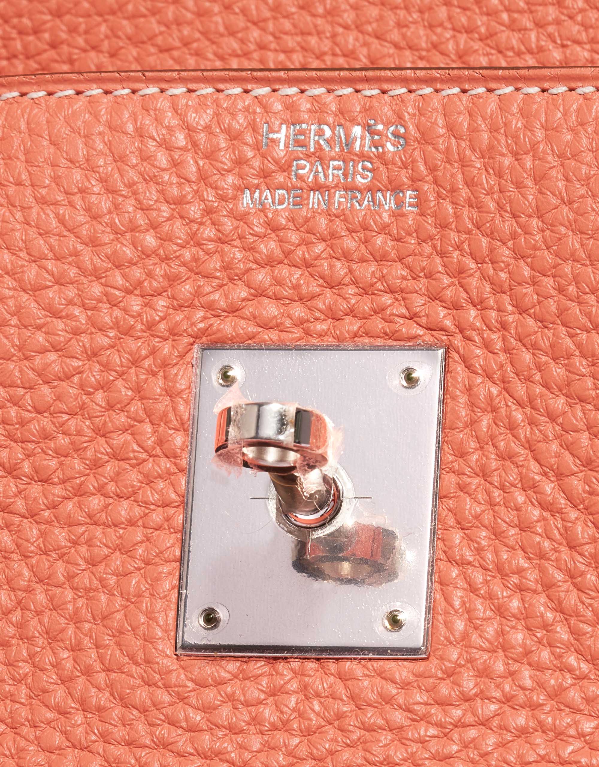 Hermes 22cm Bi-Color Gris Perle/Crevette Clemence Leather