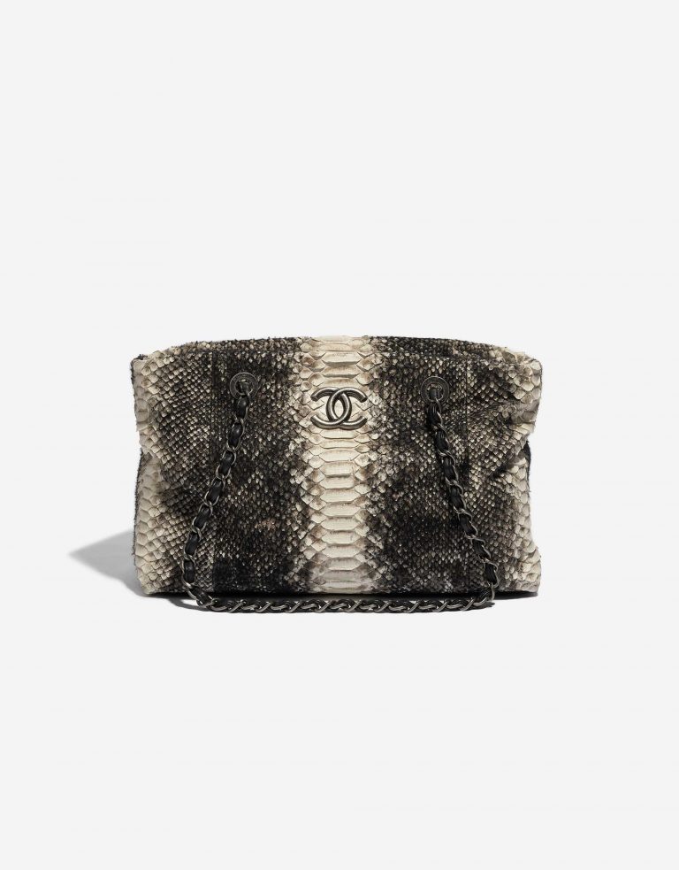Pre-owned Chanel bag Shopping Tote Python Black / Beige Beige Front | Sell your designer bag on Saclab.com