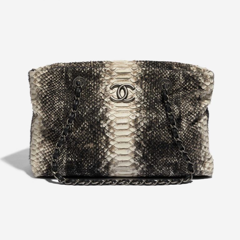 Pre-owned Chanel bag Shopping Tote Python Black / Beige Beige, Black Front | Sell your designer bag on Saclab.com