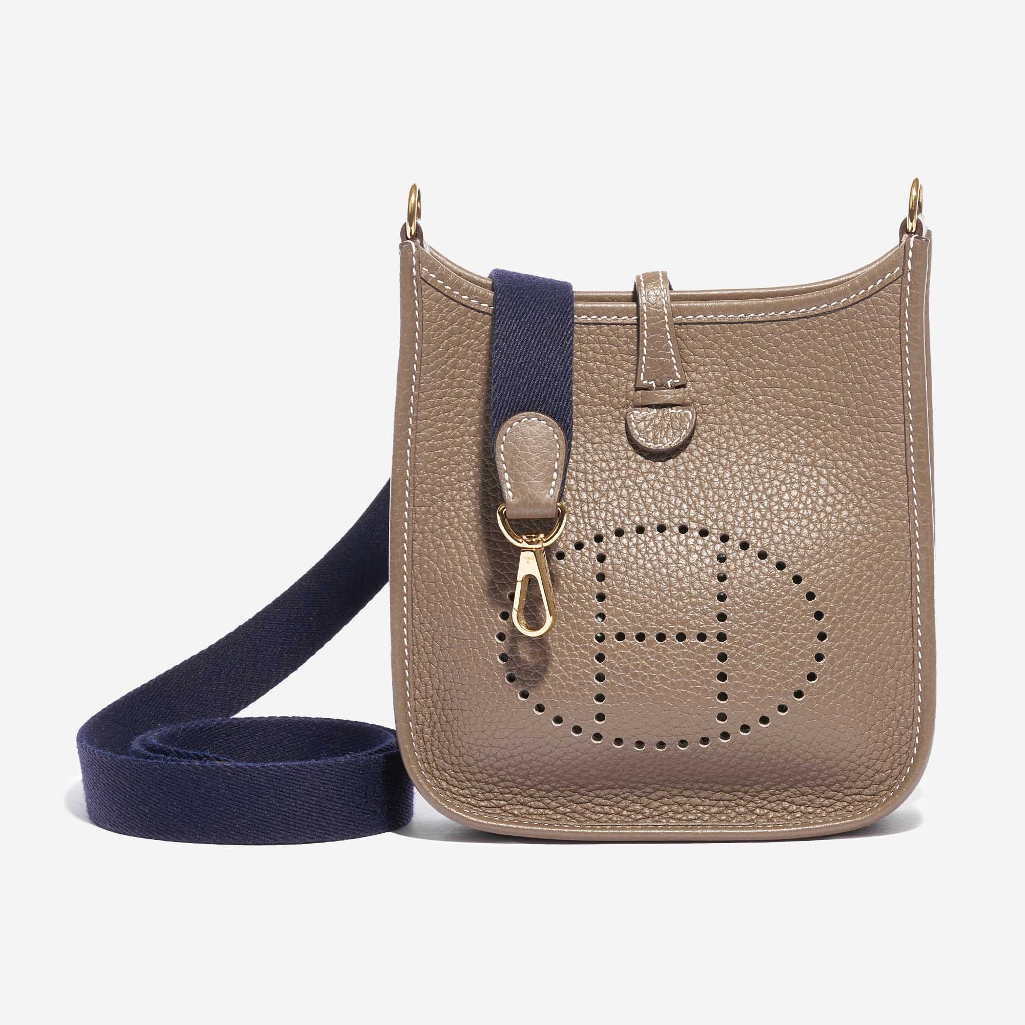 Pre-owned Hermès bag Evelyne 16 Clemence Etoupe Beige, Brown Front | Sell your designer bag on Saclab.com