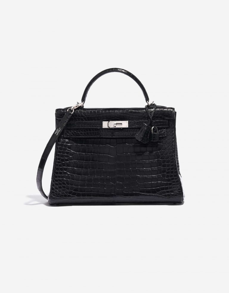 "Hermès Kelly 32 Porosus Crocodile Black "