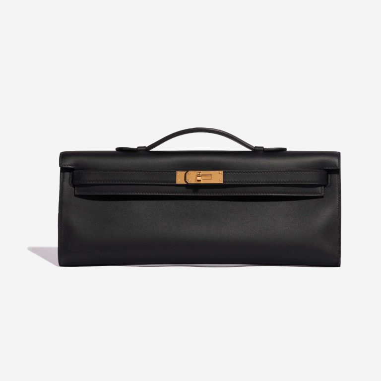 Pre-owned Hermès bag Kelly Cut Clutch Swift Black Black Front | Sell your designer bag on Saclab.com