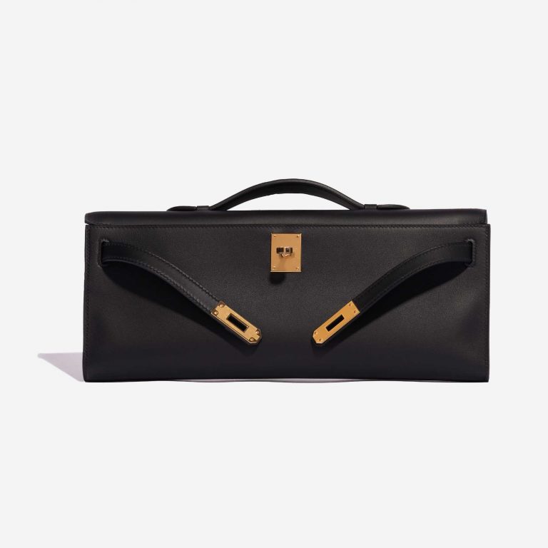 Pre-owned Hermès bag Kelly Cut Clutch Swift Black Black Front Open | Sell your designer bag on Saclab.com