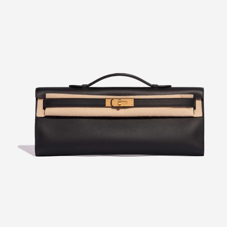 Pre-owned Hermès bag Kelly Cut Clutch Swift Black Black Front Velt | Sell your designer bag on Saclab.com