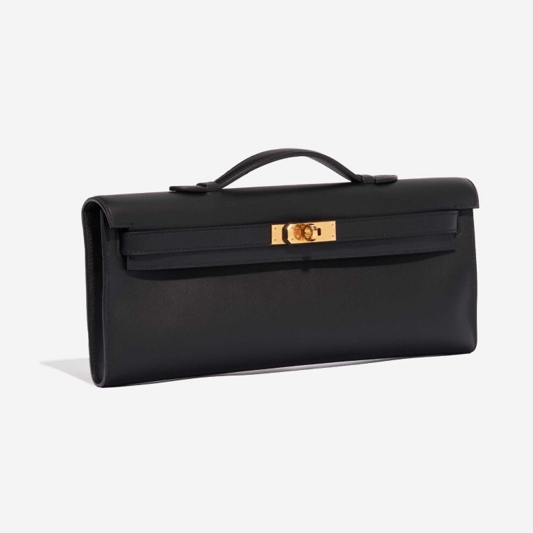 Pre-owned Hermès bag Kelly Cut Clutch Swift Black Black Side Front | Sell your designer bag on Saclab.com