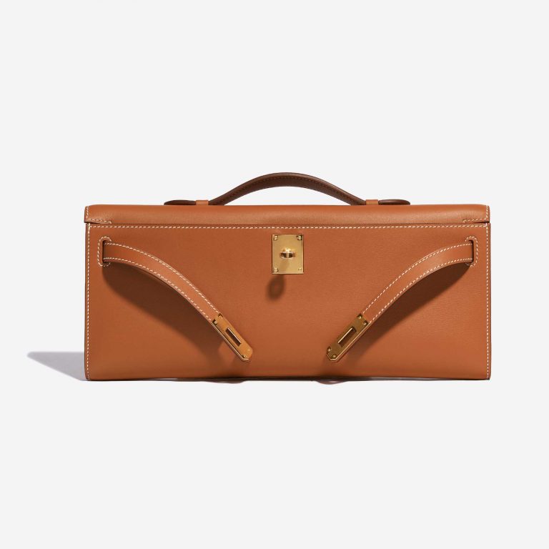 Sac d'occasion Hermès Kelly Cut Clutch Swift Gold Beige, Brown Front Open | Vendez votre sac de créateur sur Saclab.com