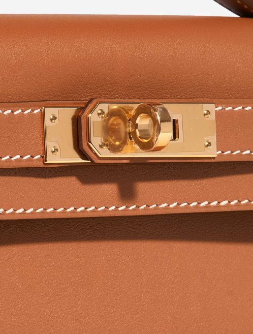 Pre-owned Hermès bag Kelly Cut Clutch Swift Gold Beige, Brown Closing System | Sell your designer bag on Saclab.com