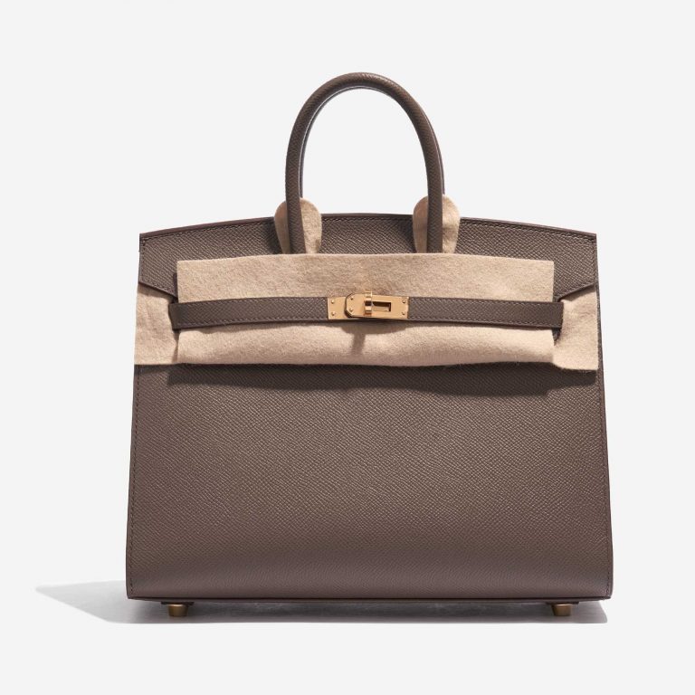 Pre-owned Hermès bag Birkin 25 Epsom Gris Etain Front Velt | Sell your designer bag on Saclab.com