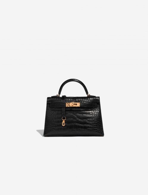 Pre-owned Hermès bag Kelly Mini Matte Alligator Black Black Front | Sell your designer bag on Saclab.com