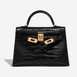 Pre-owned Hermès bag Kelly Mini Matte Alligator Black Black Front Open | Sell your designer bag on Saclab.com