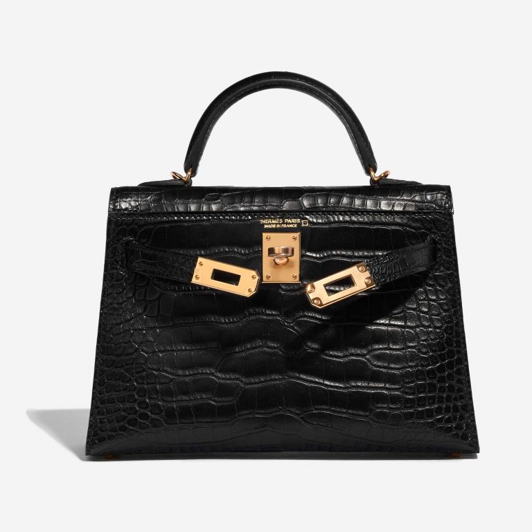 Pre-owned Hermès Tasche Kelly Mini Matte Alligator Schwarz Schwarz Front Open | Verkaufen Sie Ihre Designer-Tasche auf Saclab.com