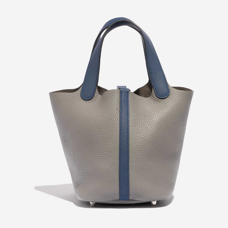 Gebrauchte Hermès Tasche Picotin 18 Clemence / Swift Gris Mouette / Blue Agate Blue Back | Verkaufen Sie Ihre Designer-Tasche auf Saclab.com